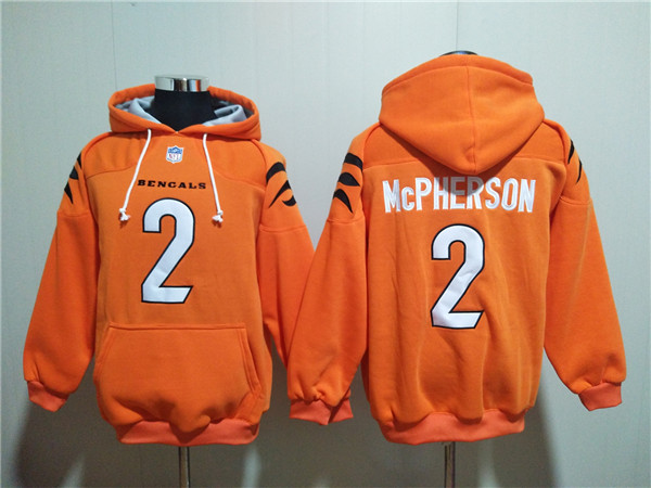 Men's Cincinnati Bengals #2 Evan McPherson Orange Pullover Hoodie